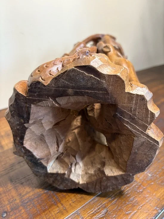 Vintage Folk Art Hand- Carved Wood Sculpture Depicting A Tribal Man - Picture 15 of 16